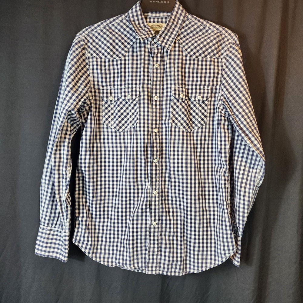 American Rag Co Mens Long‎ Sleeve Plaid Pearl Snap Button Western Shirt Size M